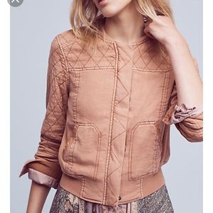 Anthropologie peach itinerary bomber jacket